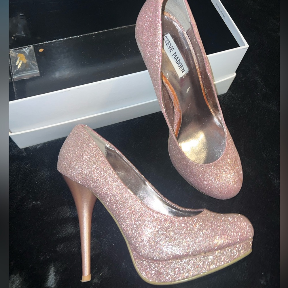 Steve Madden Pink Glitter Platforms